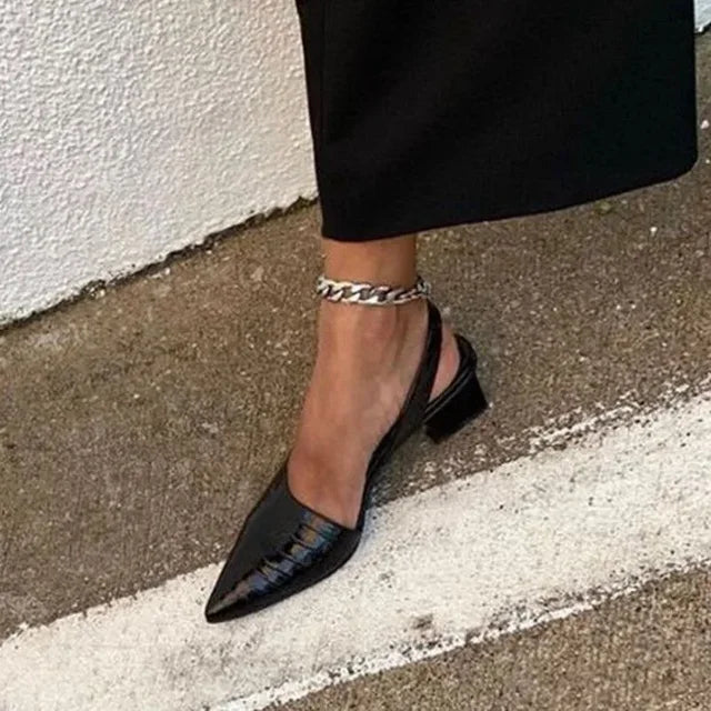 Comfortable Embossed Slingback High Heels for Women