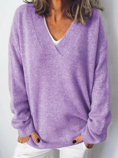 Women's Chic Oversized V Neck Sweater