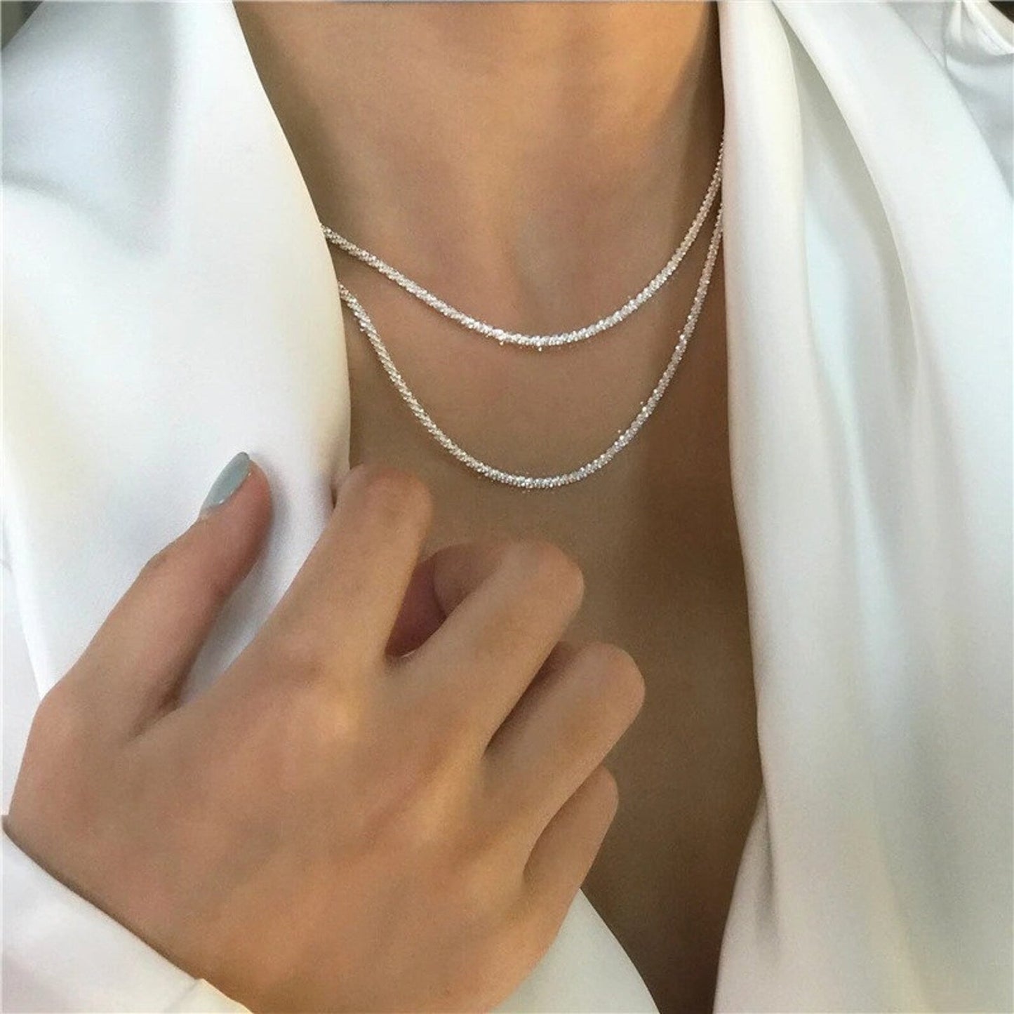 Simple Elegant Sterling Silver Pendant Necklace Set - VogeLuxe