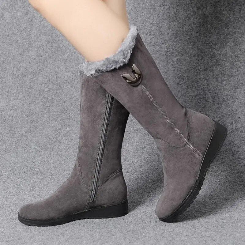 Warm Waterproof High Heel Snow Boots for Women