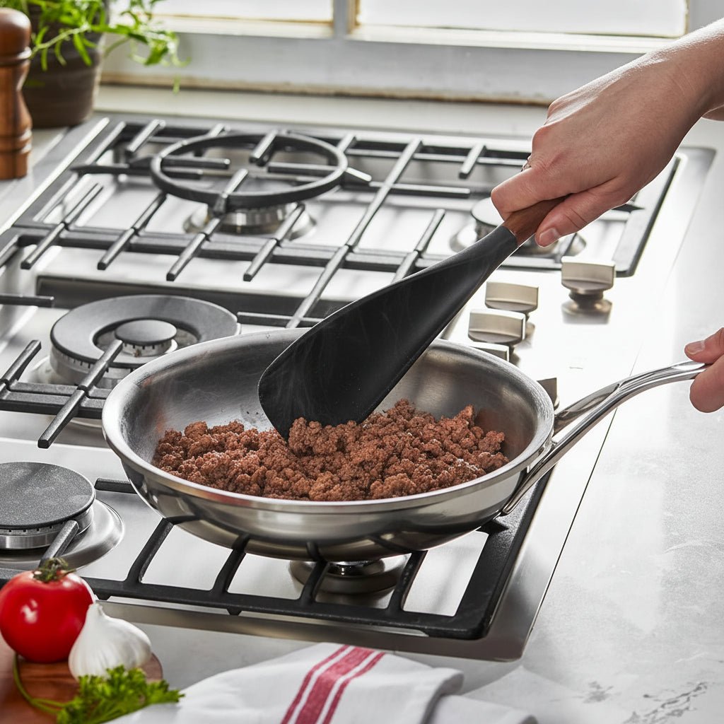 Non Stick Silicone Spoon Wooden Handle Cooking Utensil - VogeLuxe