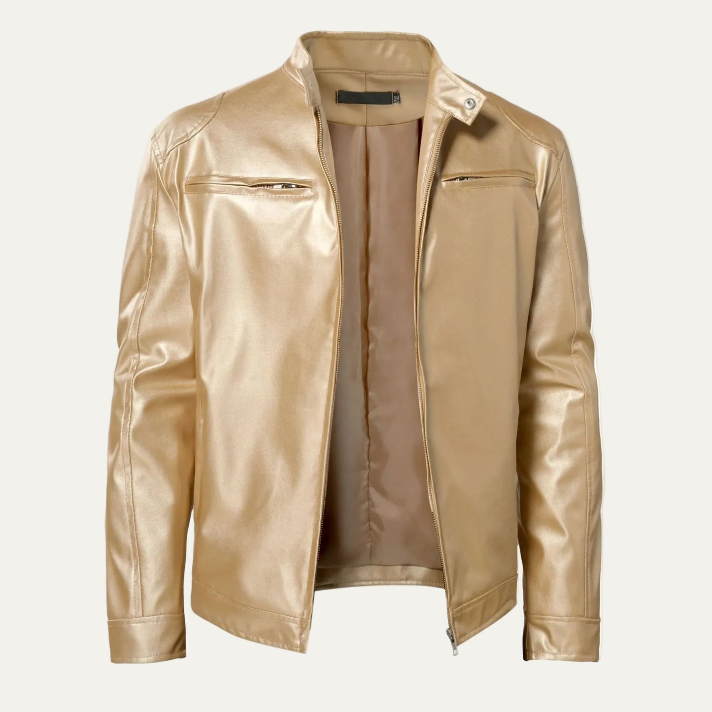 VogeLuxe | Men’s Slim Fit Racer Leather Jacket