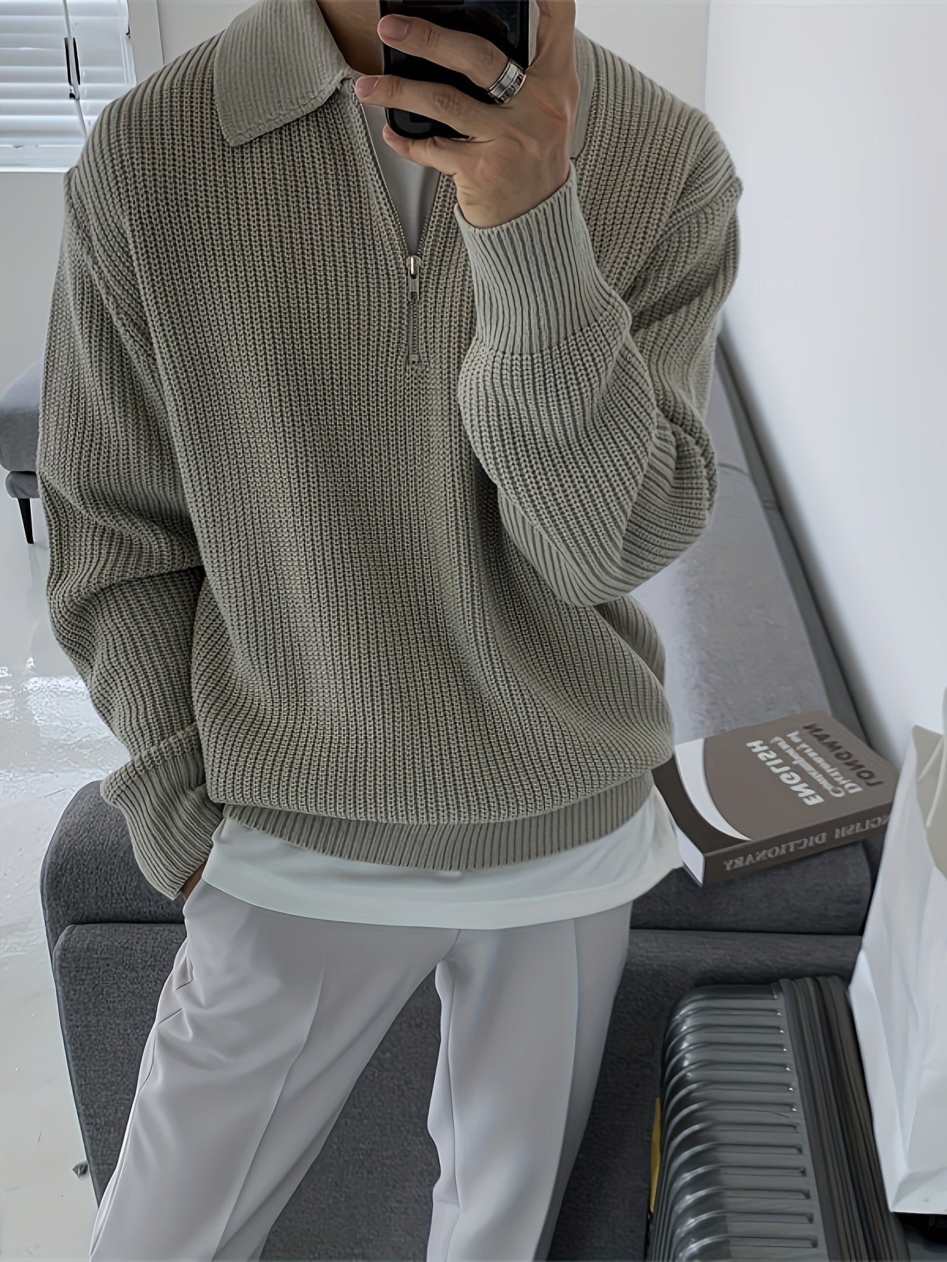 Cozy Quarter Zip Men's Winter Sweater