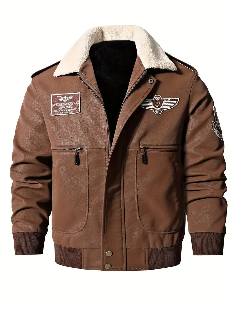 Soft Faux Leather Aviator Jacket For Men - VogeLuxe