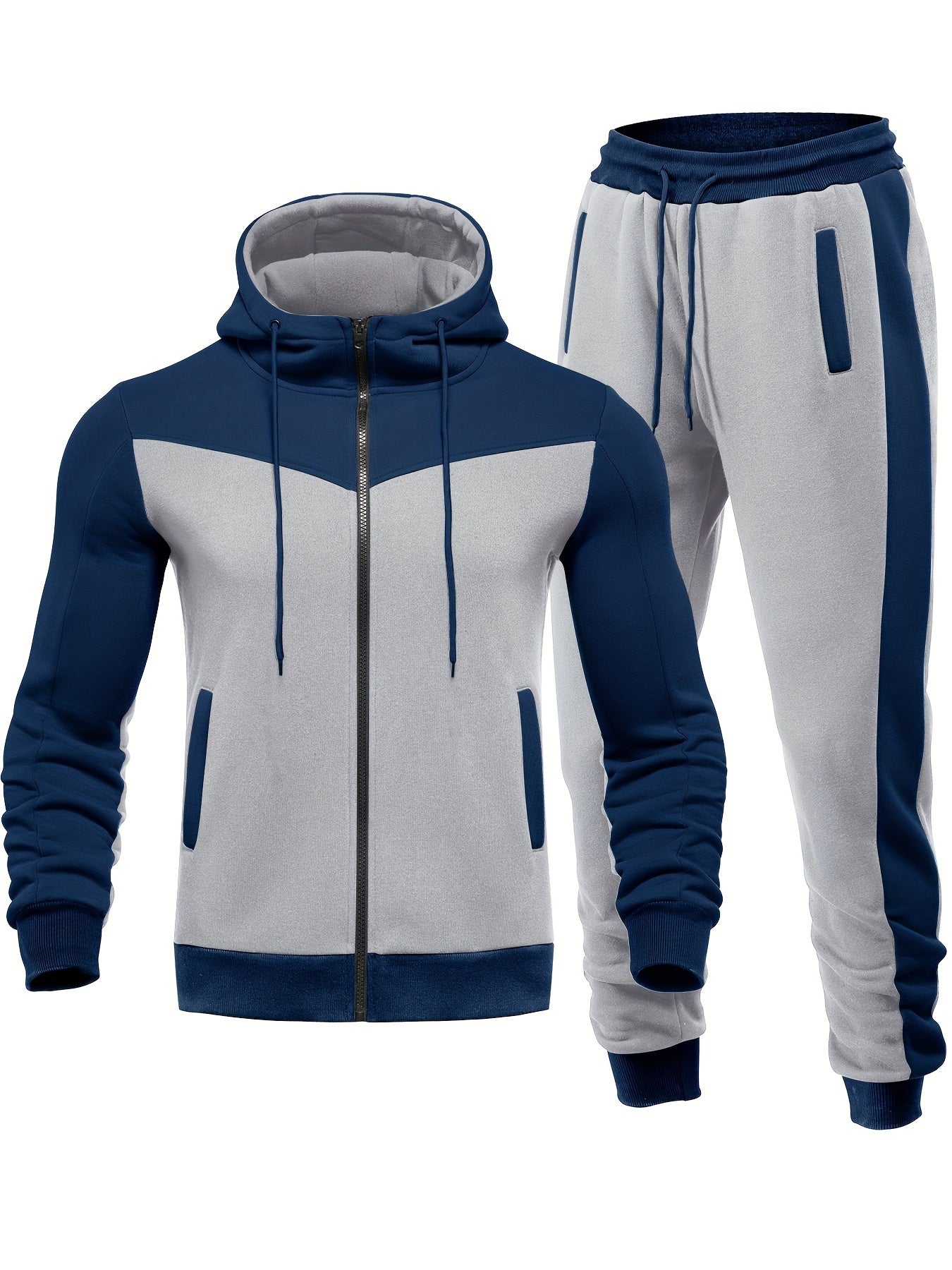 Relaxed Fit Sports Suit for Men with Zip Jacket and Trousers
