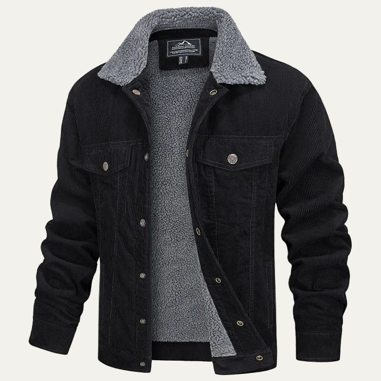 VogeLuxe | Men’s Warm Corduroy Sherpa Lined Trucker Jacket
