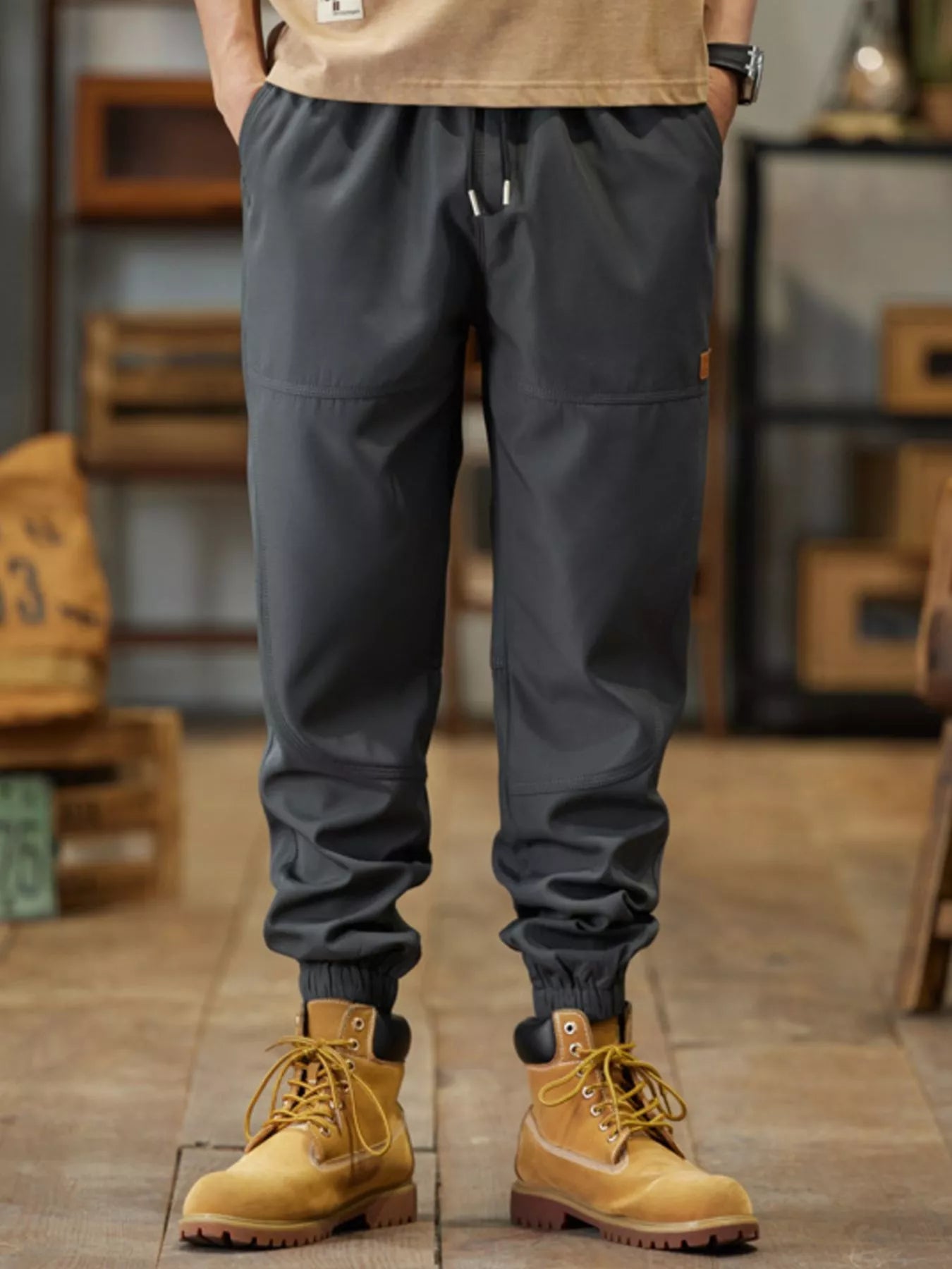 Relaxed Fit Mens Elastic Waist Jog Pants
