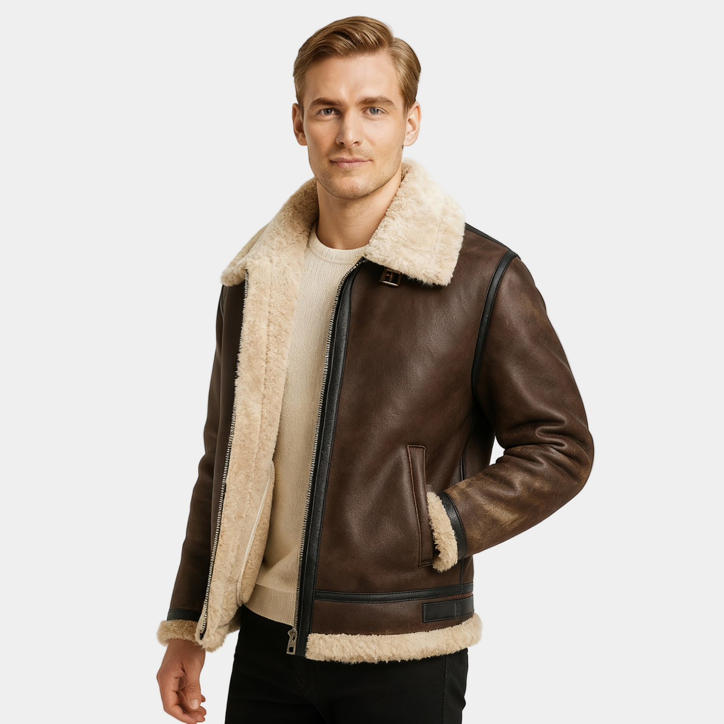 Men's Synthetic Shearling Bomber Jacket