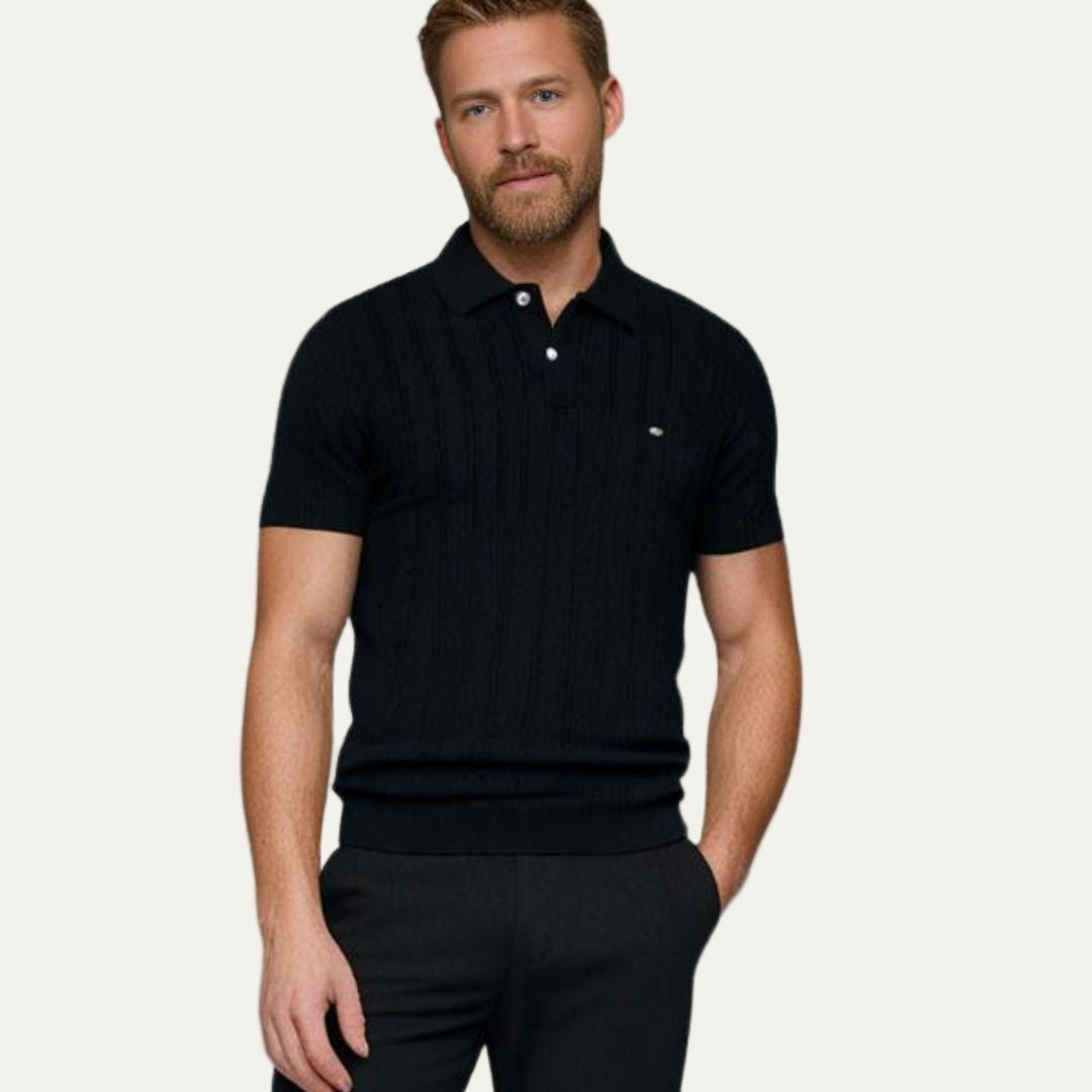 VogeLuxe | Men’s Textured Knit Short Sleeve Polo
