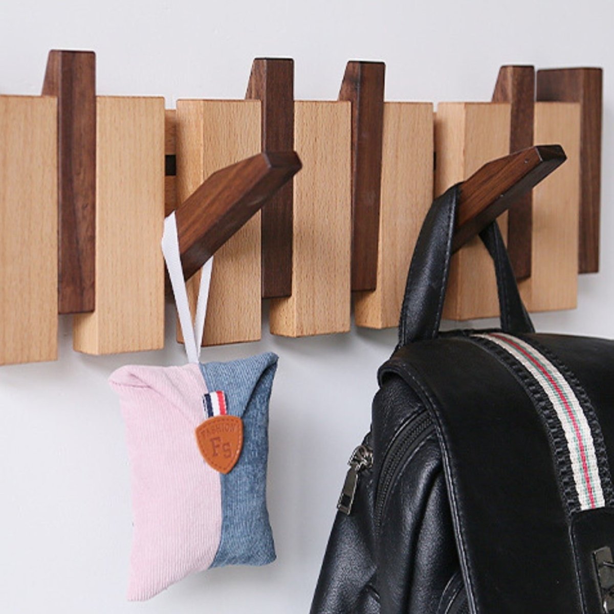 Rustic Wooden Entryway Coat Hook Rack