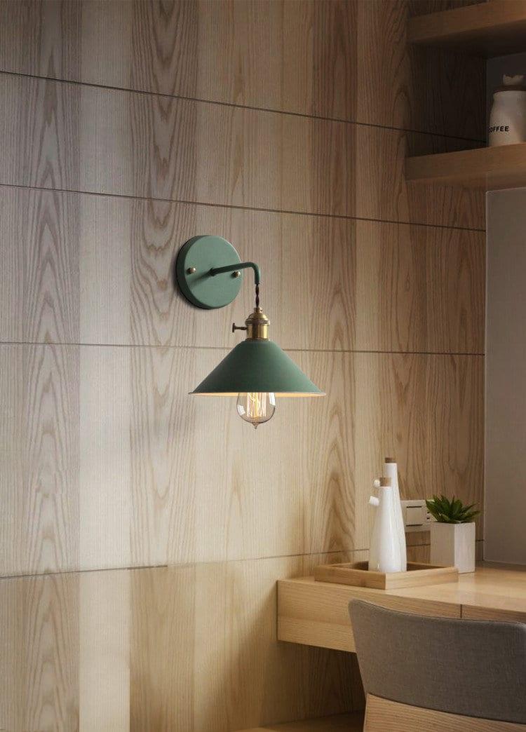 Rustic Metal Cone Wall Lamp with LED Bulb Included