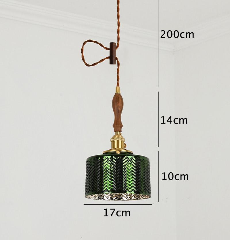 Green Glass Pendant Light with LED Bulb