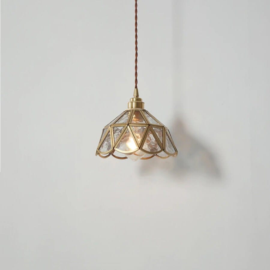 Elegant Glass Flower LED Pendant Light With Brass Finish