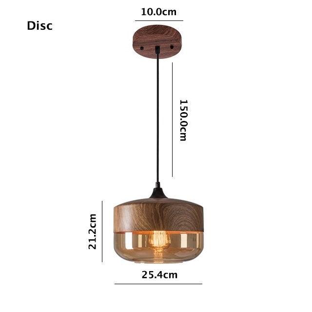 Rustic Metal LED Pendant Light with Wood Tone Shade