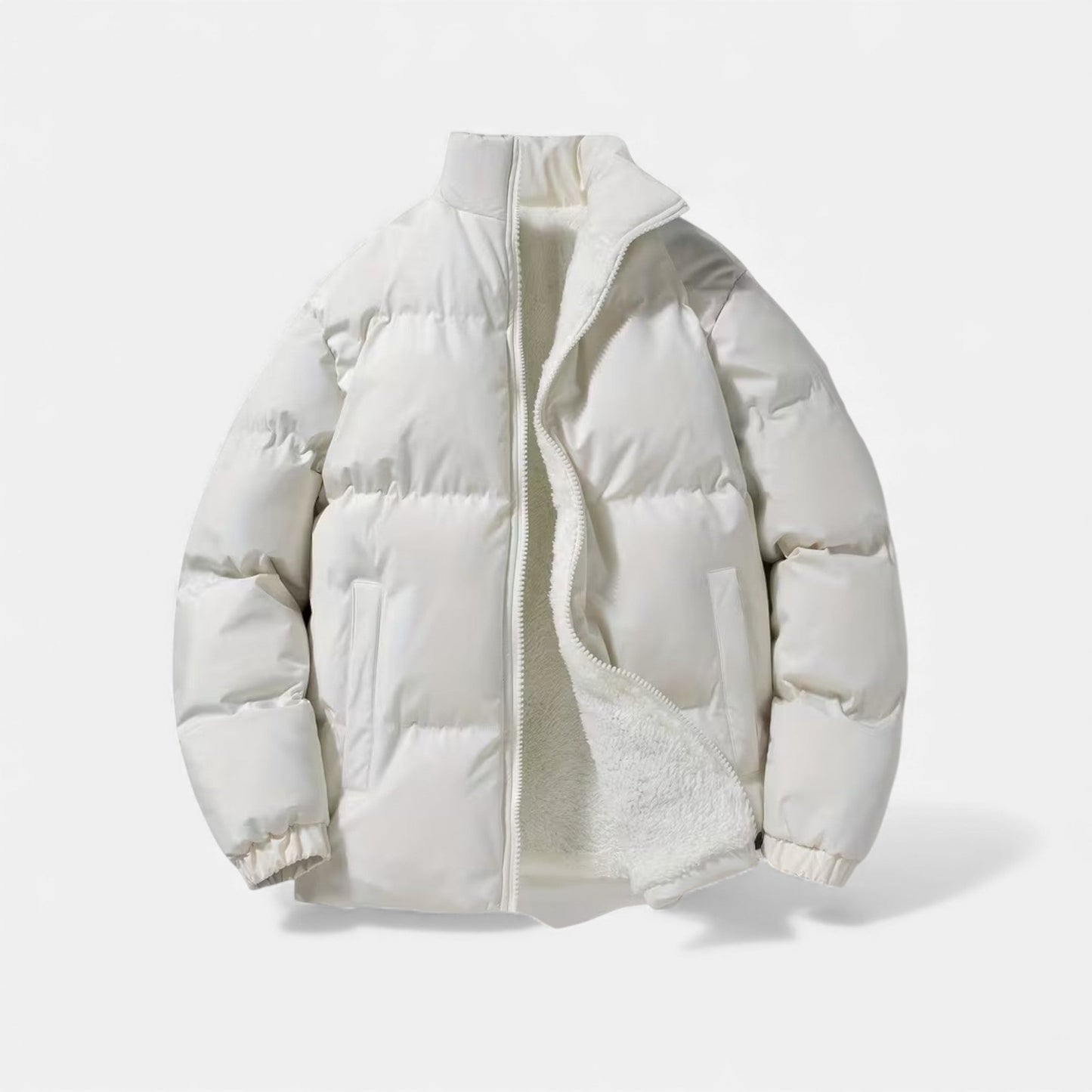 Warm Men's Wool Puffer Coat for Winter