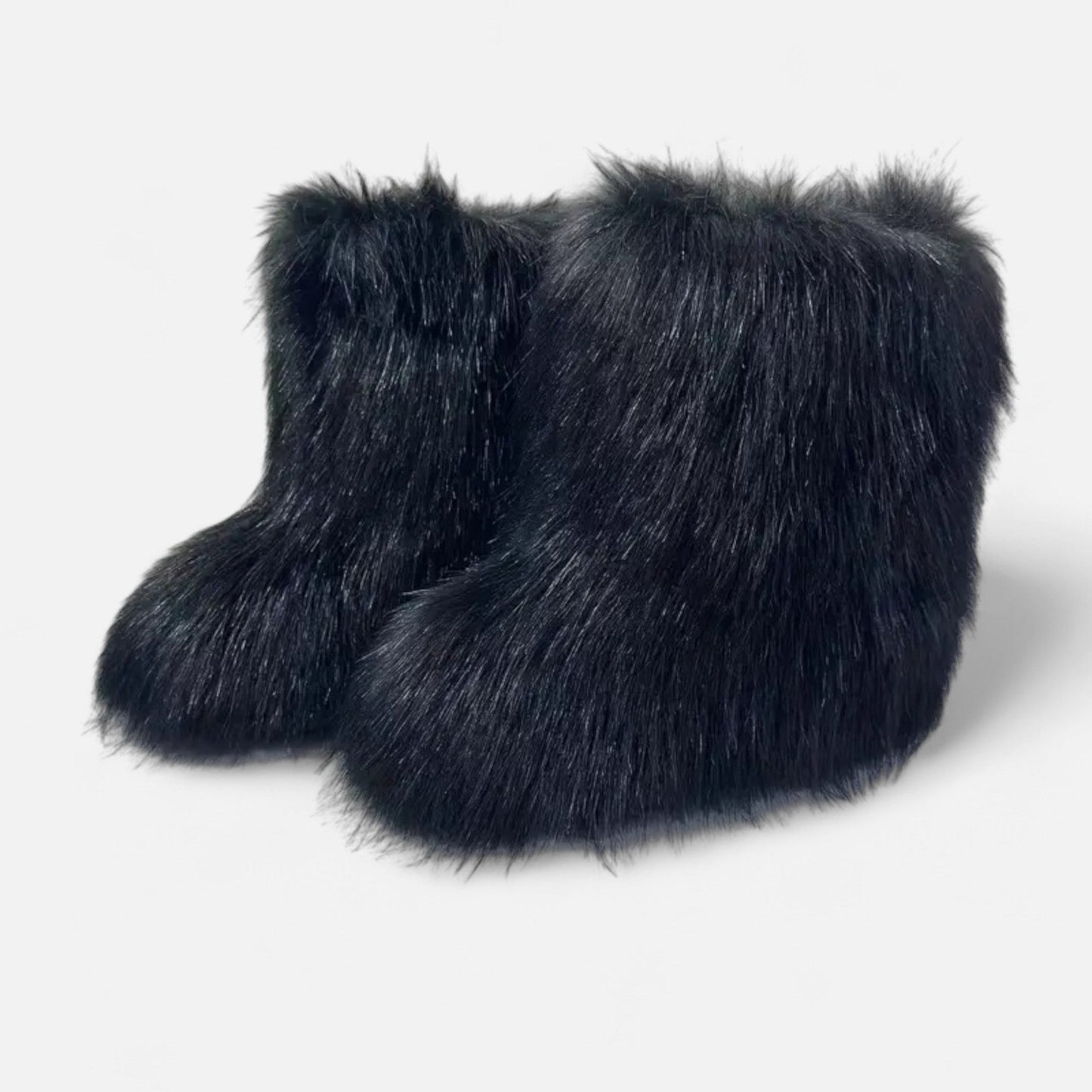 Plush Faux Fur Ankle Boots - Warm Winter Shoes