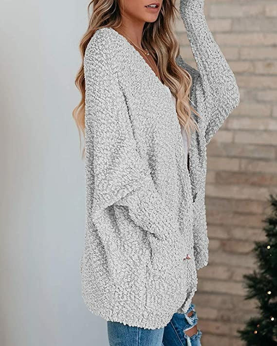 Ladies' Classic Open Front Cardigan with Pockets