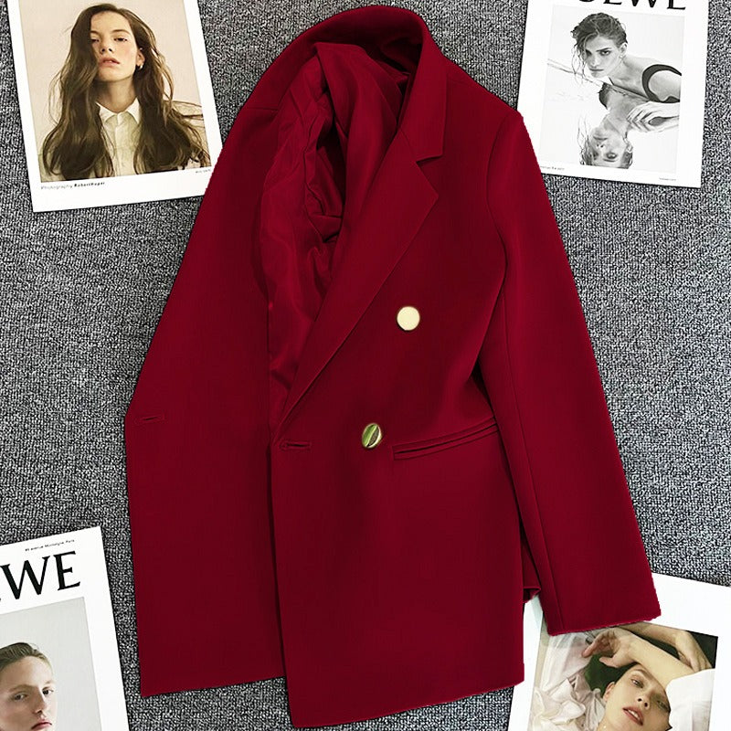 Relaxed Fit Women's Casual Button Blazer