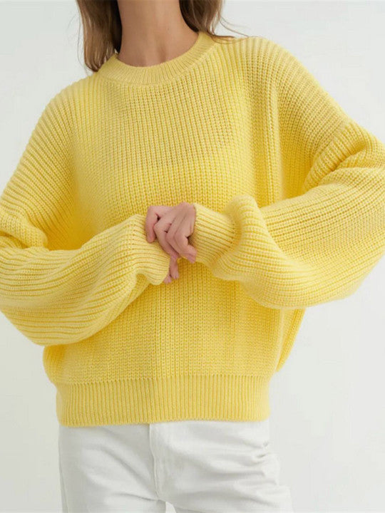 Soft Crew Neck Knit Sweater for Women