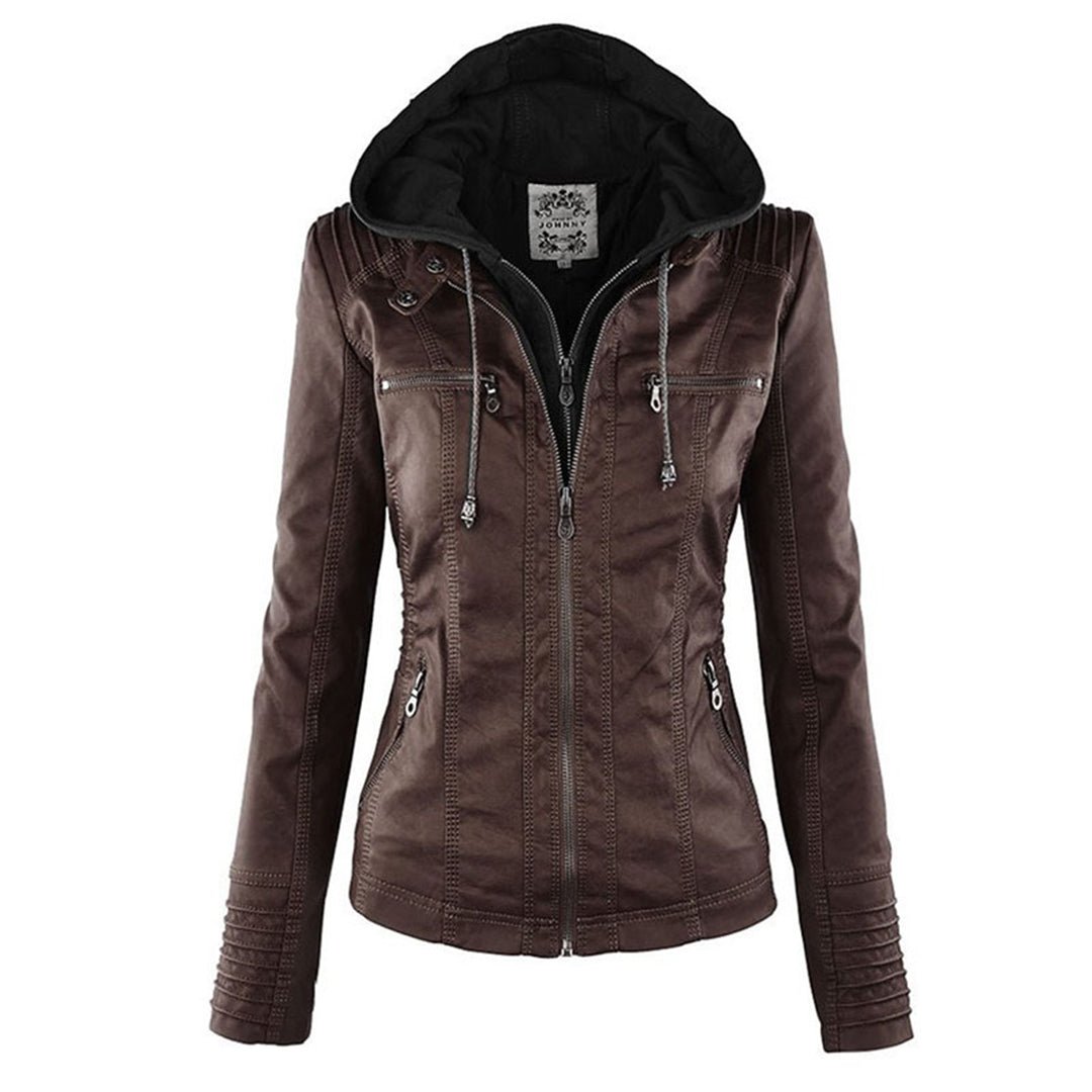 Fashionable Women's Fitted Leather Biker Jacket