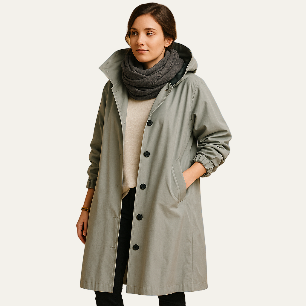 VogeLuxe | Women’s Mid Length Hooded Funnel Neck Parka