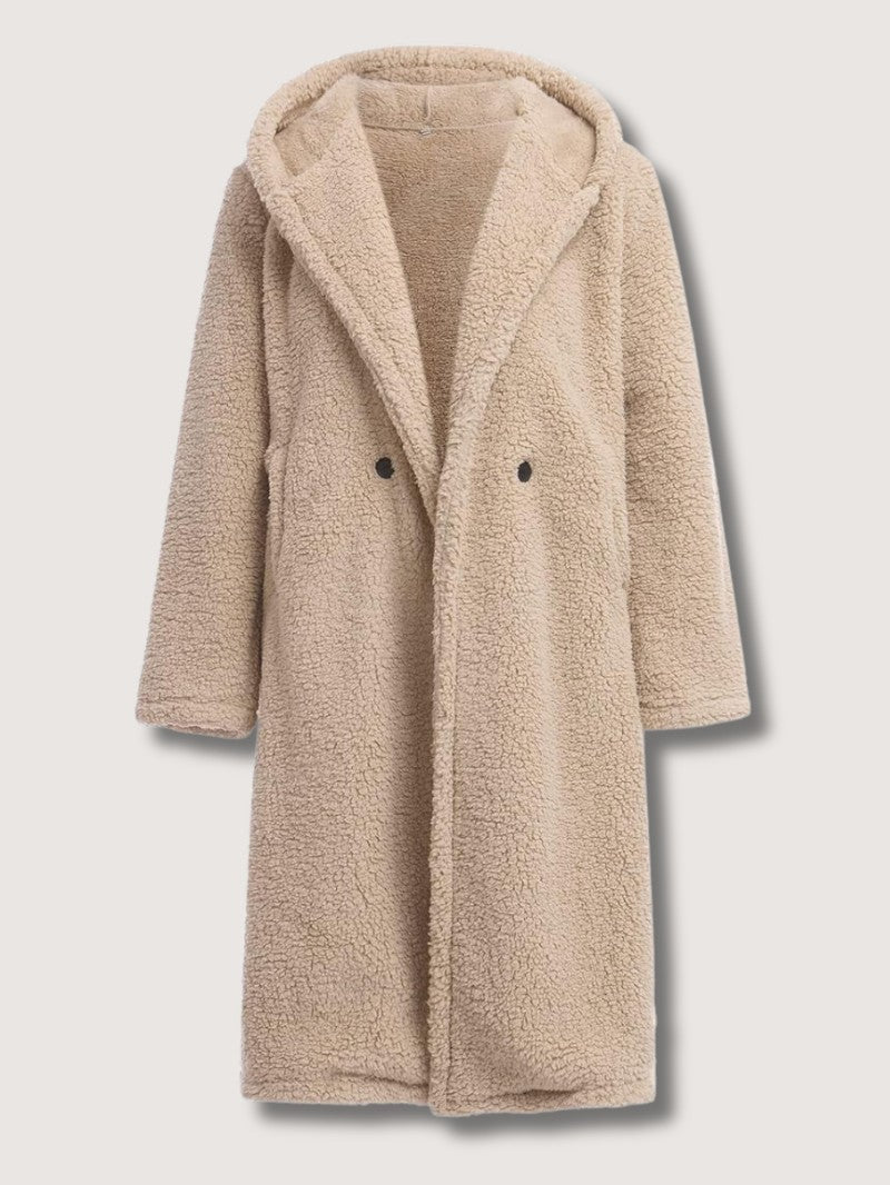 VogeLuxe | Women’s Long Line Teddy Sherpa Buttoned Coat
