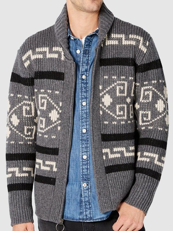 Men's Textured Patterned Crew Neck Sweater