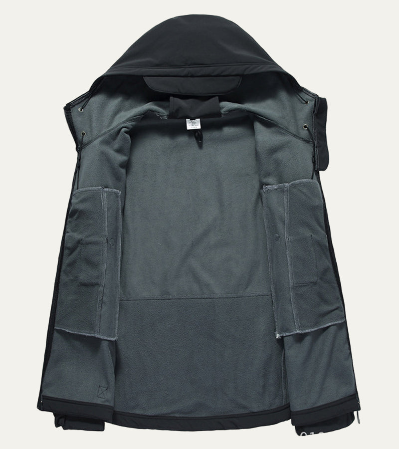 VogeLuxe | Men’s Tactical Softshell Jacket with Hood and Utility Pockets
