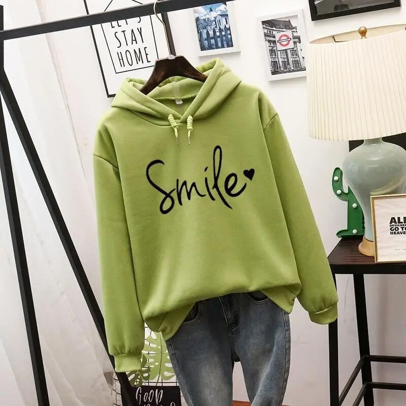 Women's Cute Smile Hooded Sweatshirt for Fall Winter