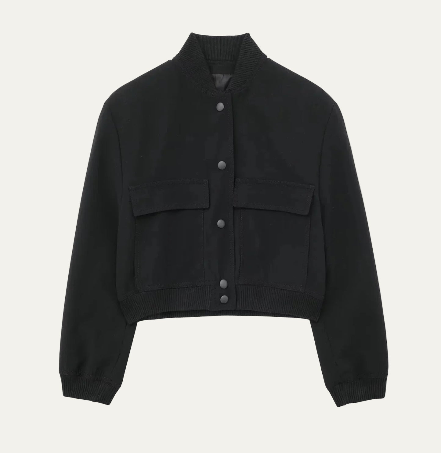 VogeLuxe | Women’s Cropped Snap Button Bomber Jacket