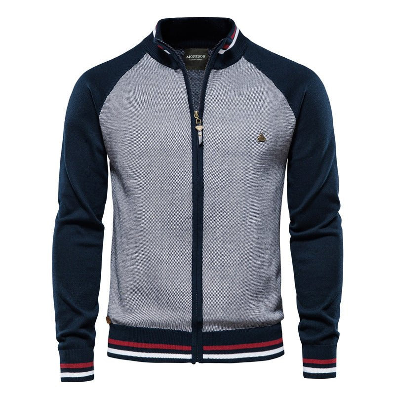 Warm Two Tone Men's Fleece Jacket with Zipper
