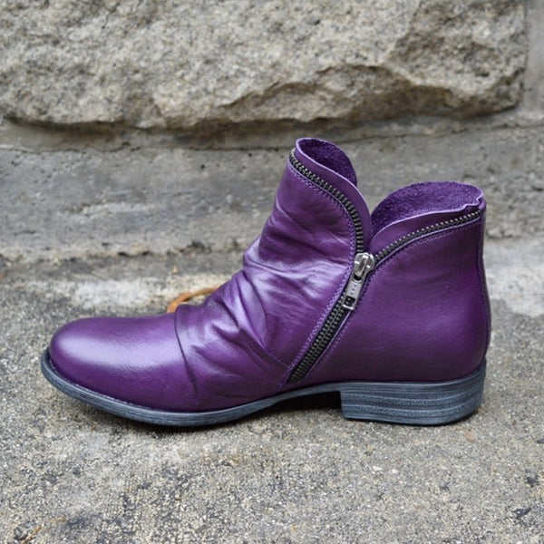 Comfortable Women's Vegan Ankle Boots with Low Heel