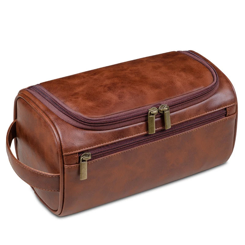 Portable Travel Toiletry Pouch | Small Leather Hang Bag