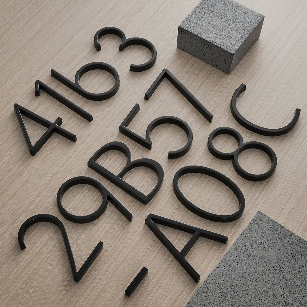 Sleek Black Metal Wall Address Numbers - VogeLuxe
