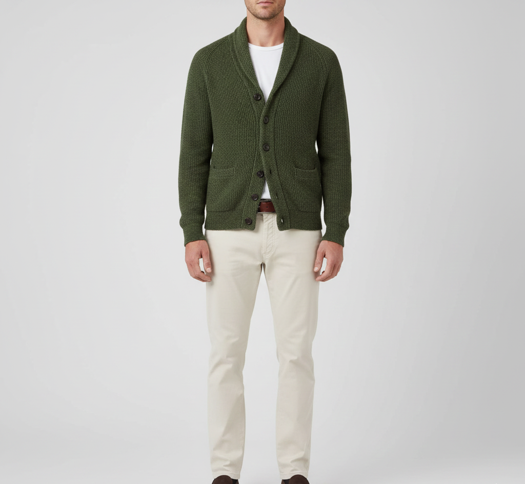 Warm Men's Wool Cardigan Sweater