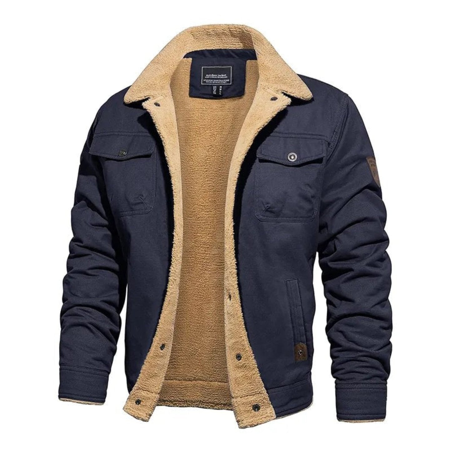 Warm Mens Fleece Lined Coat with Pockets