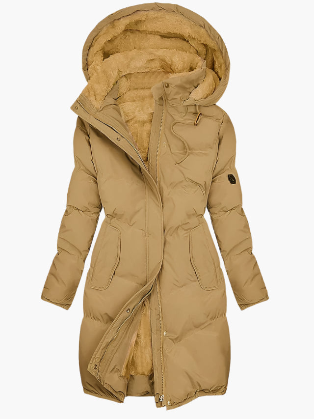 Warm Women's Down Parka Coat - Faux Fur Hooded Jacket