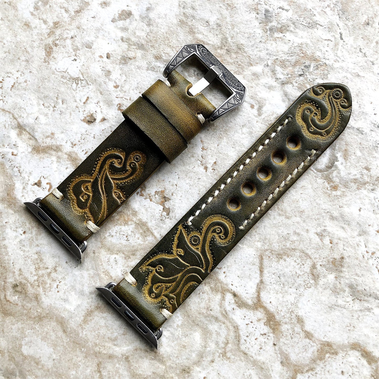 Personalized Engraved Leather Strap for Apple Watch