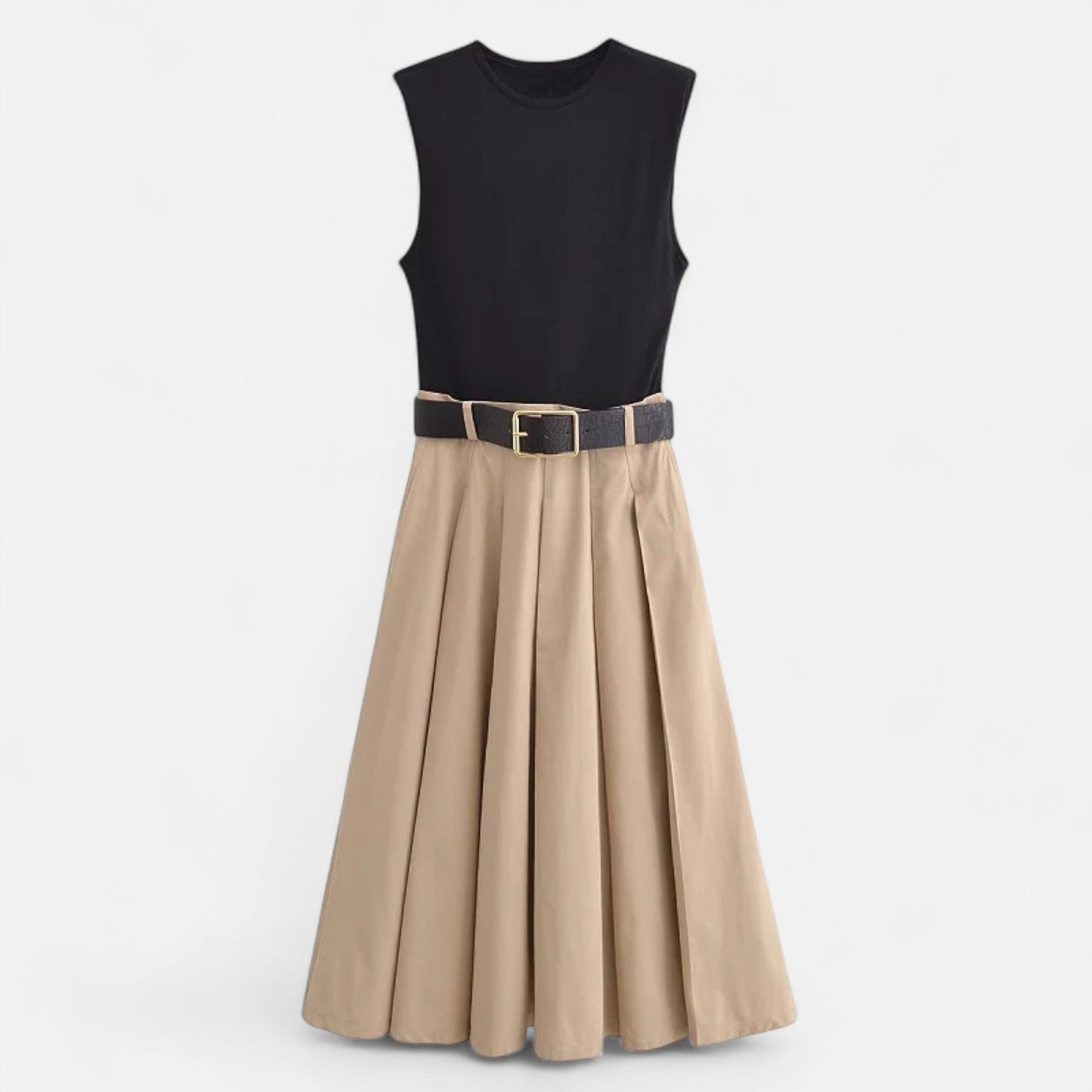 Elegant Knit Pleated Mid Length Dress - VogeLuxe