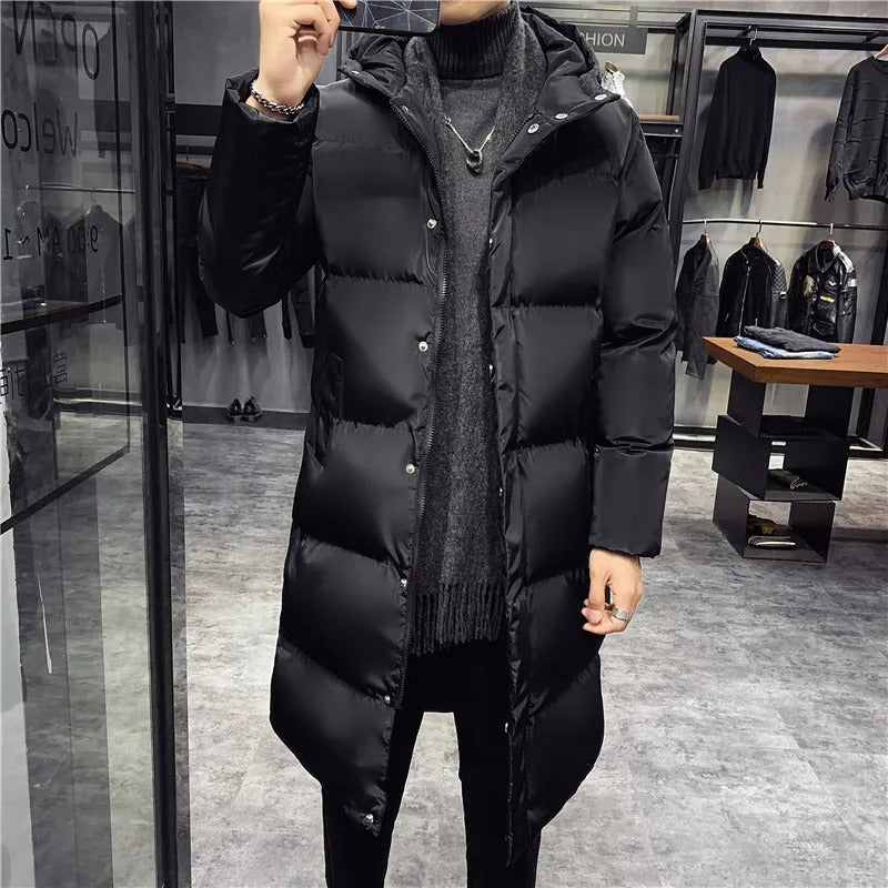 Giacca Invernale Uomo Lunga e Calda con Cappuccio