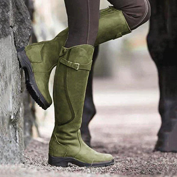 Ladies Tall Boots - Buckled Strap and Durable Sole