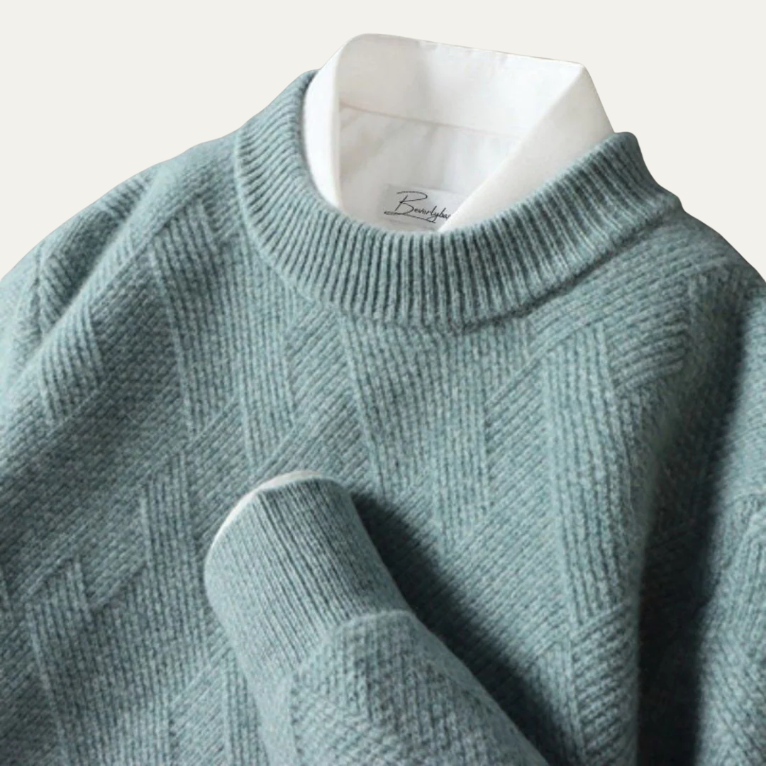 VogeLuxe | Men’s Geometric Knit Crew Neck Sweater