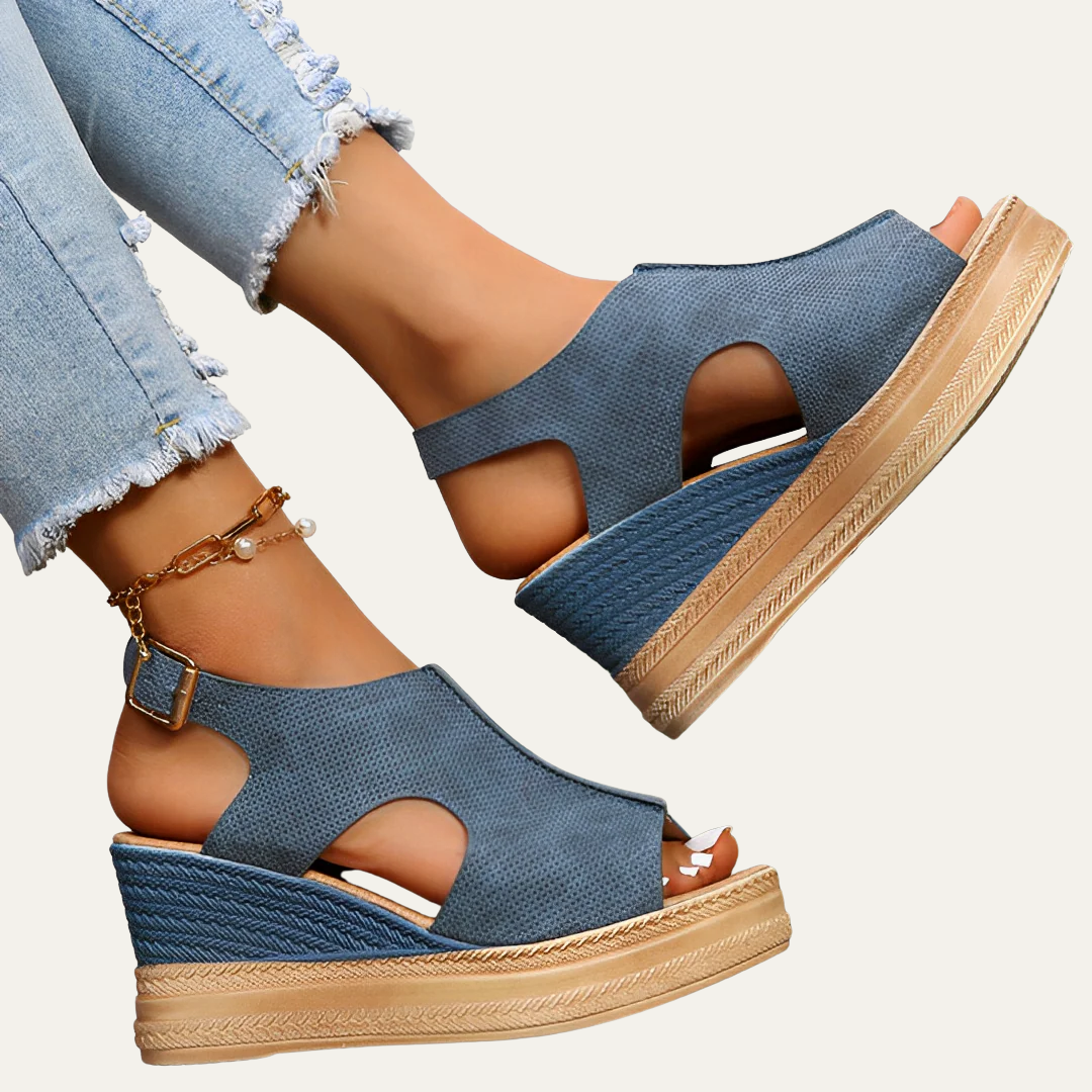 VogeLuxe | Women’s Platform Wedge Sandals with Textured Open Toe Design