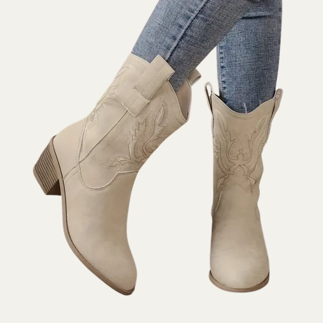 VogeLuxe | Women’s Embroidered Western Cowboy Mid Calf Boots