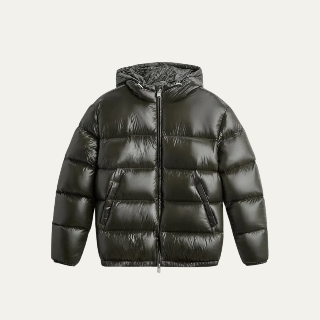 VogeLuxe | Men’s Glossy Hooded Puffer Jacket