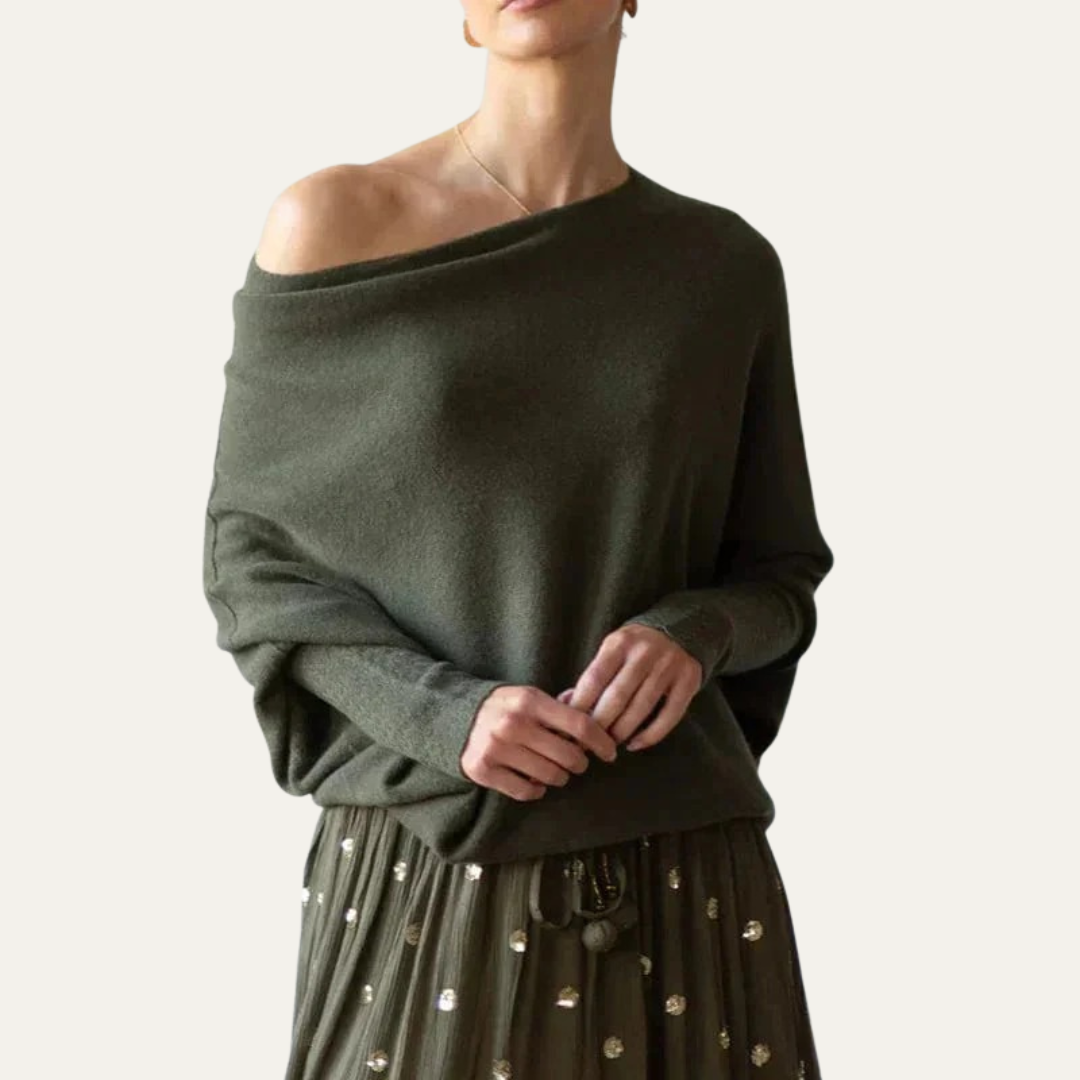 VogeLuxe | Women’s Off-Shoulder Relaxed Knit Sweater