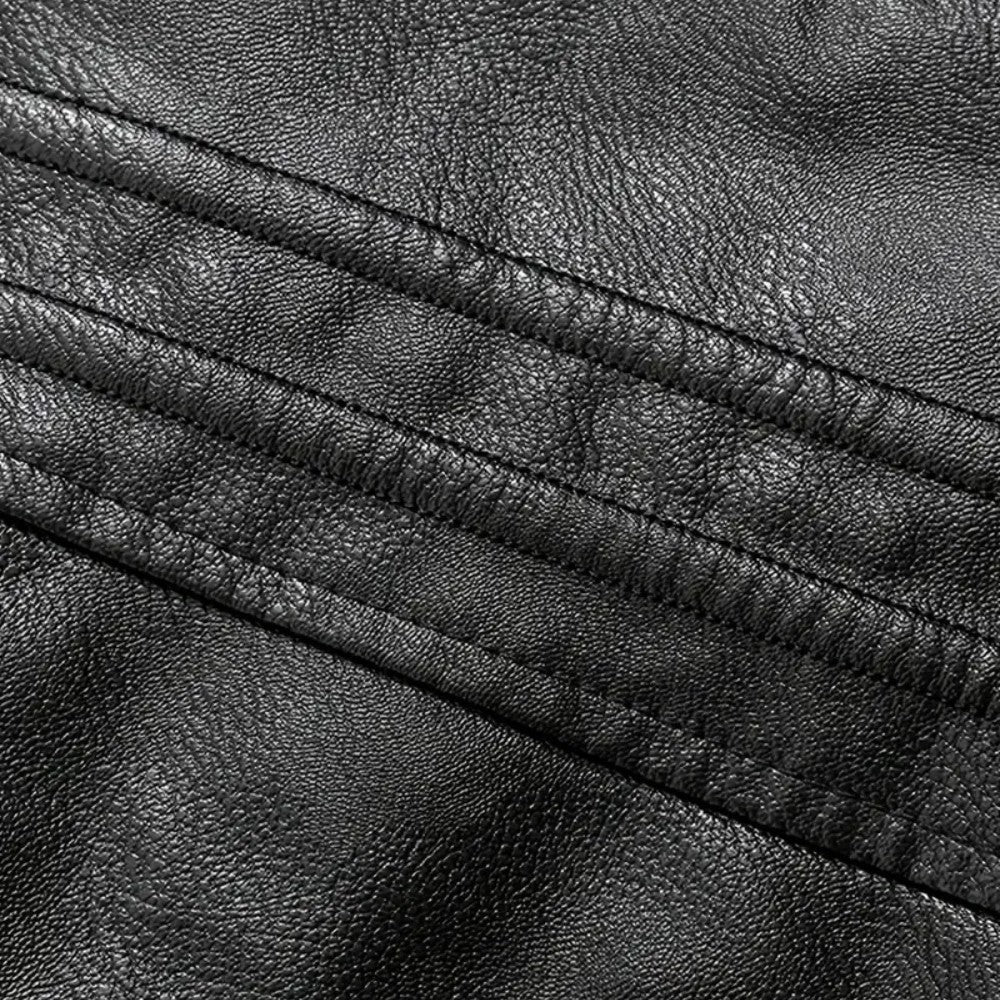 VogeLuxe | Men’s Leather Flight Style Shearling Collar Jacket