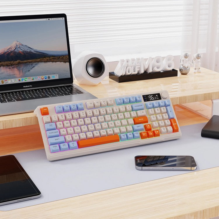Quiet Bluetooth Gaming Keyboard with LED Display