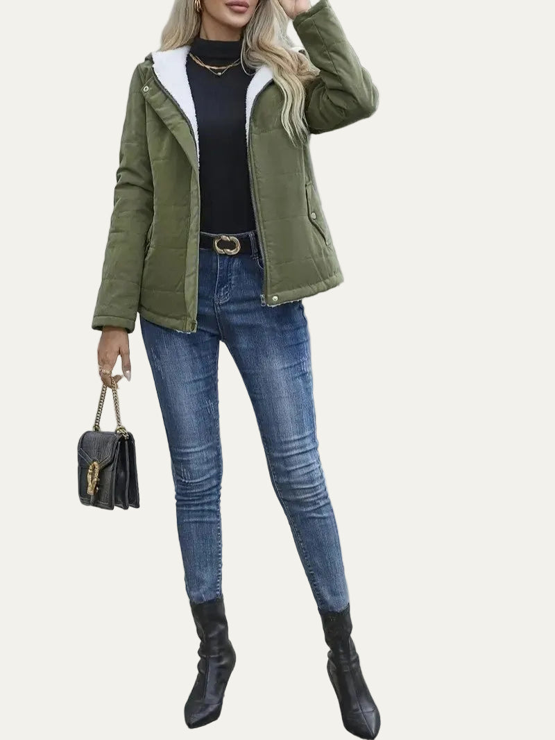 VogeLuxe | Women’s Hooded Contrast Lined Puffer Jacket