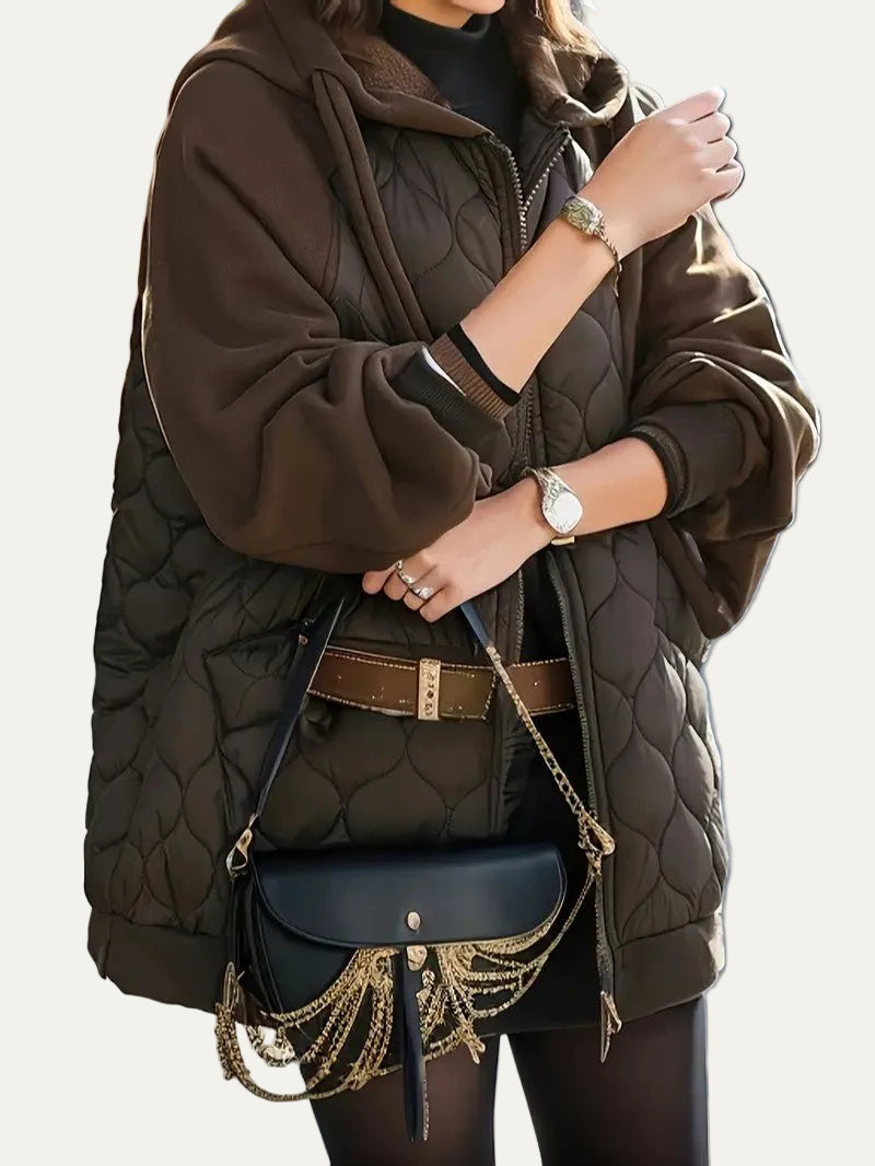 VogeLuxe | Women’s Longline Hooded Hybrid Puffer Jacket
